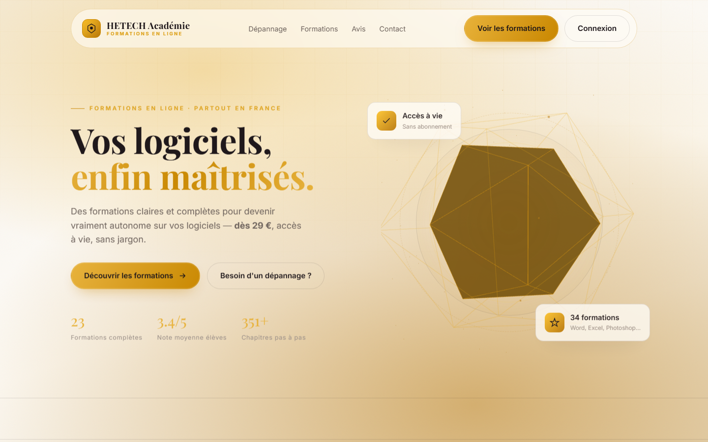 Aperçu du site HETECH Académie réalisé par HETECH
