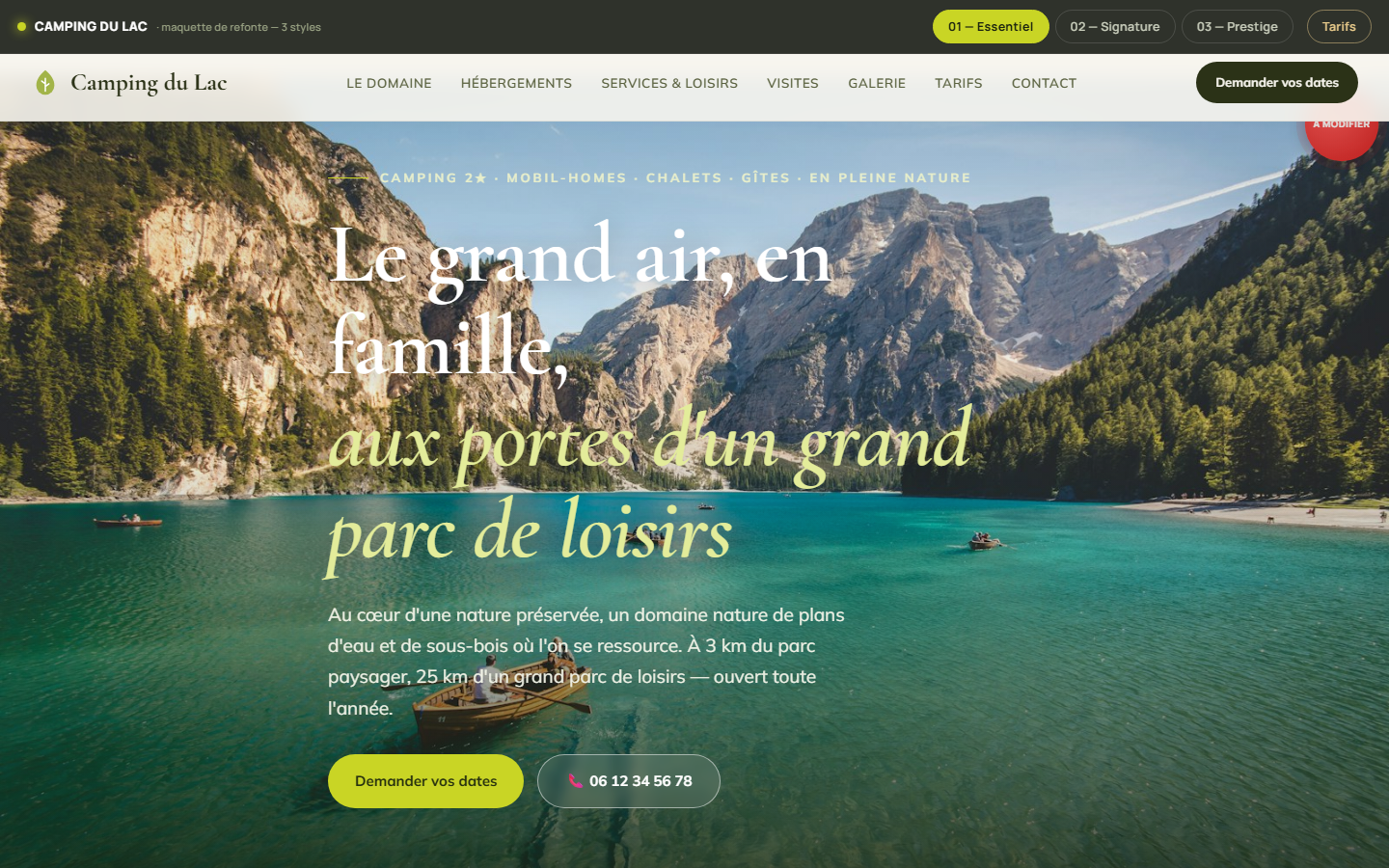 Aperçu du site Camping du Lac réalisé par HETECH