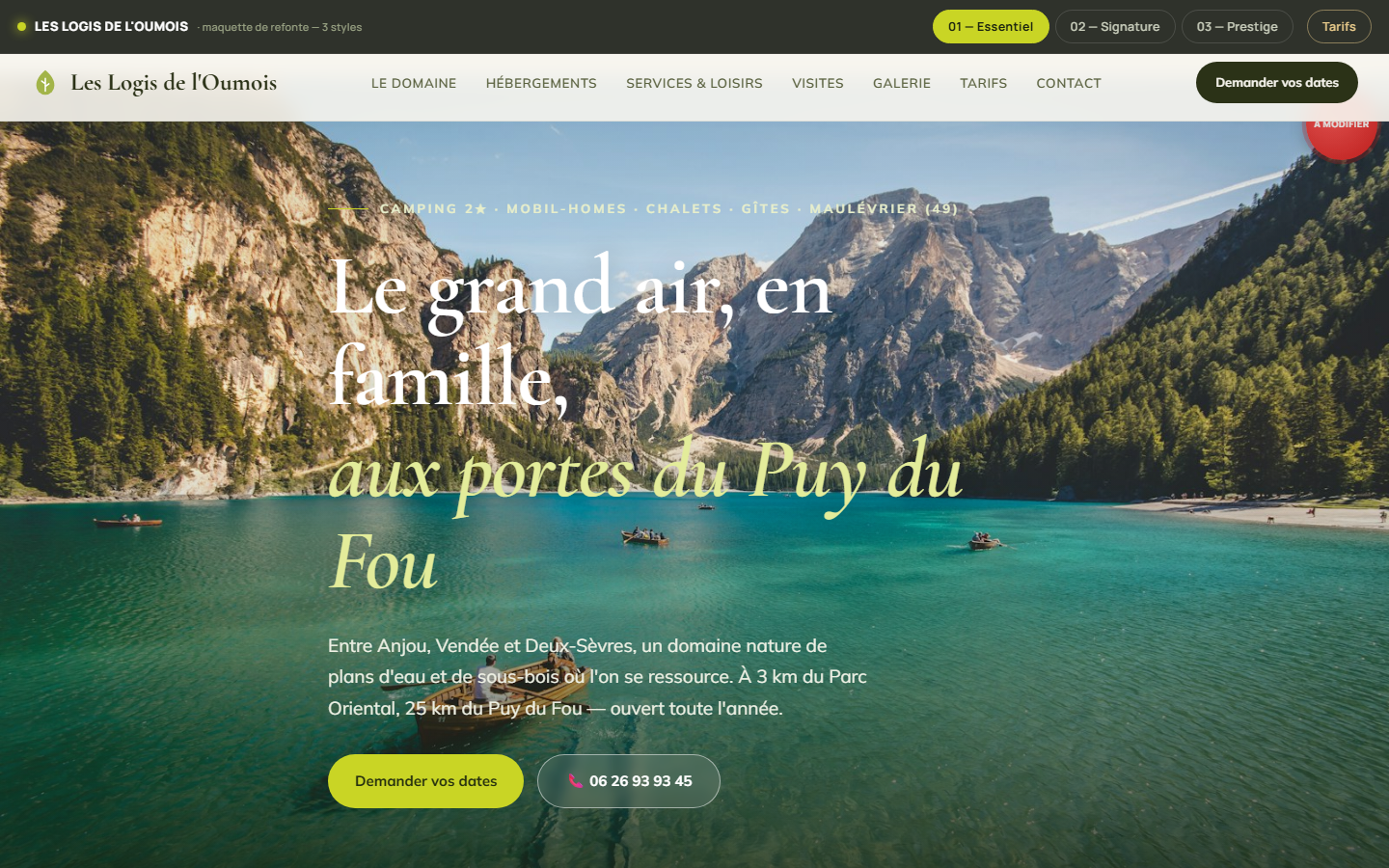 Aperçu du site Les Logis de l'Oumois réalisé par HETECH